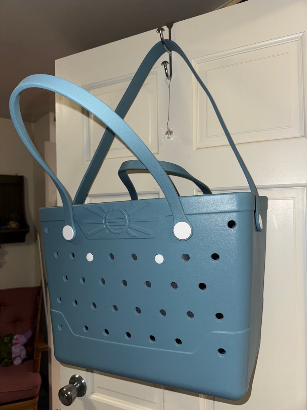 Blue Perforated Tote Bag - Casual Everyday Carry